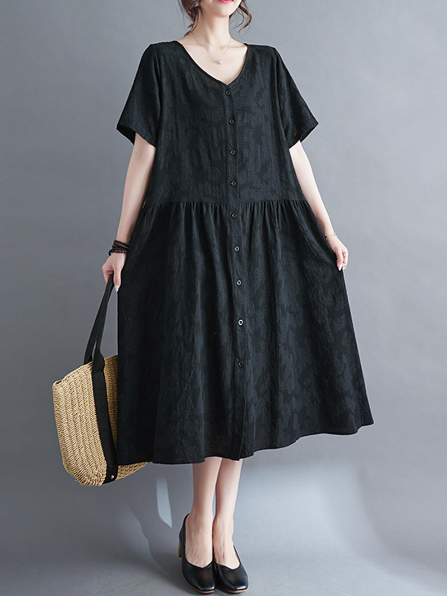 V-neck short sleeved shirt dress