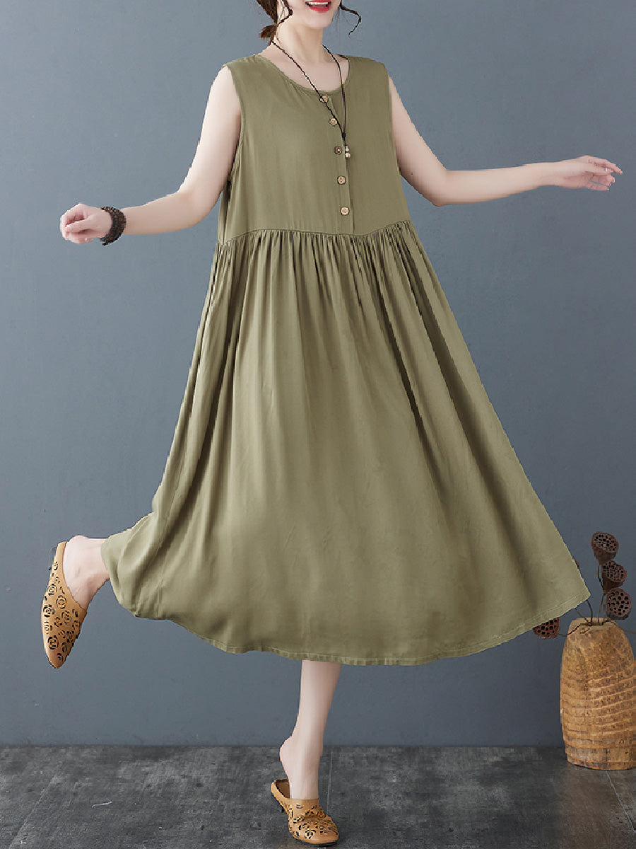 Solid Casual Cotton Dress