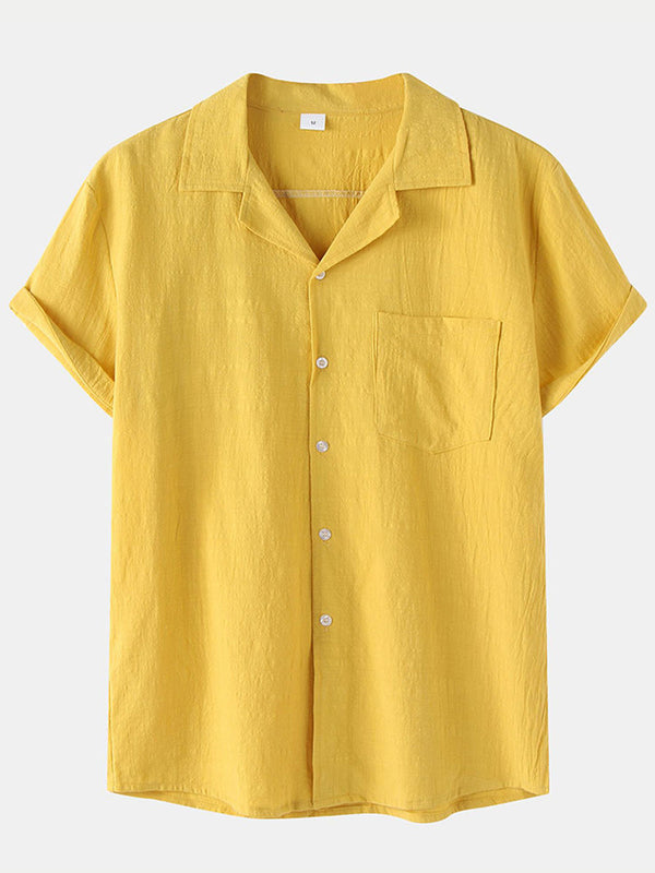 Men's Solid cotton short sleeve shirt