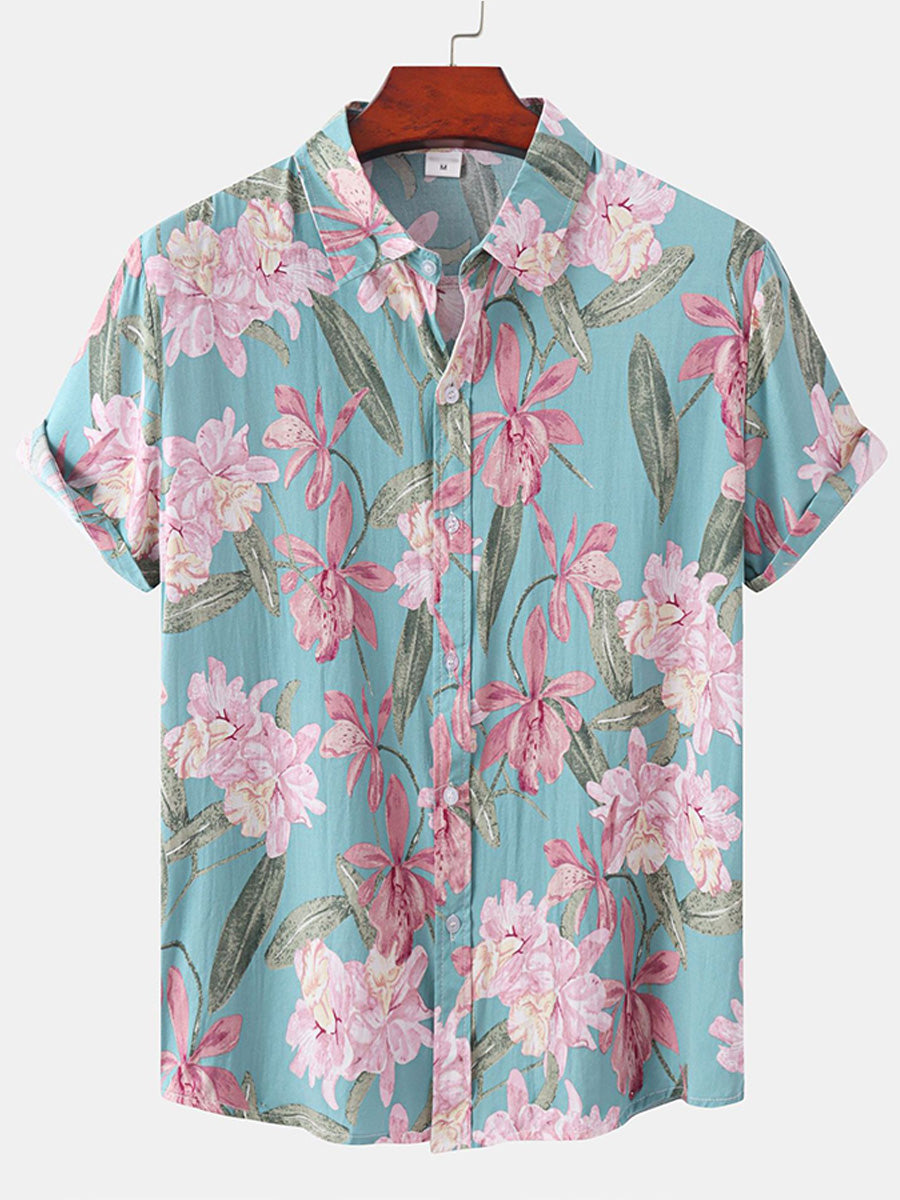 Chemise à manches courtes à fleurs pour hommes