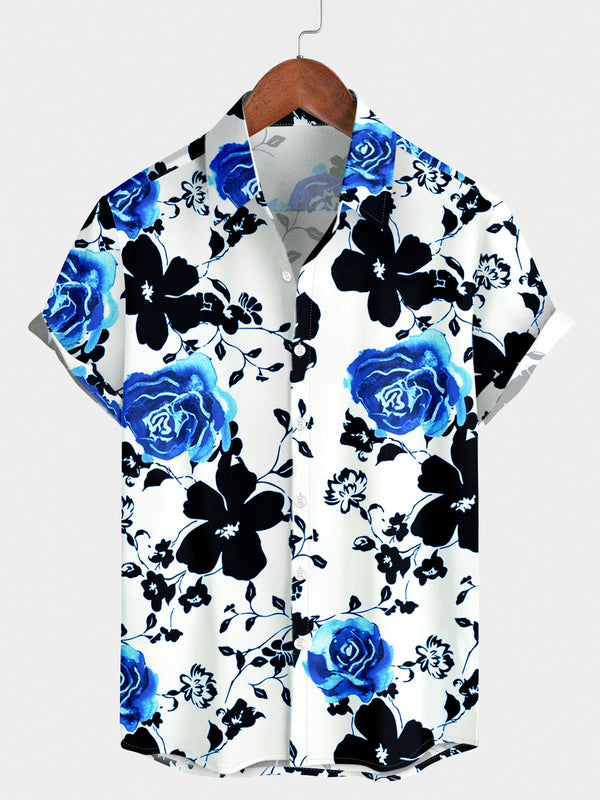 Chemise à manches courtes à fleurs hawaïennes pour hommes