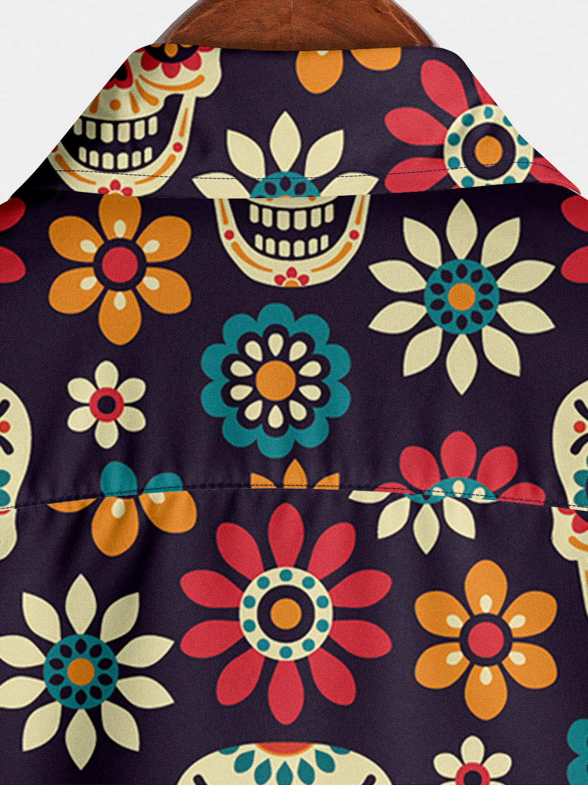 Men's Floral Skull Short Sleeve Shirt