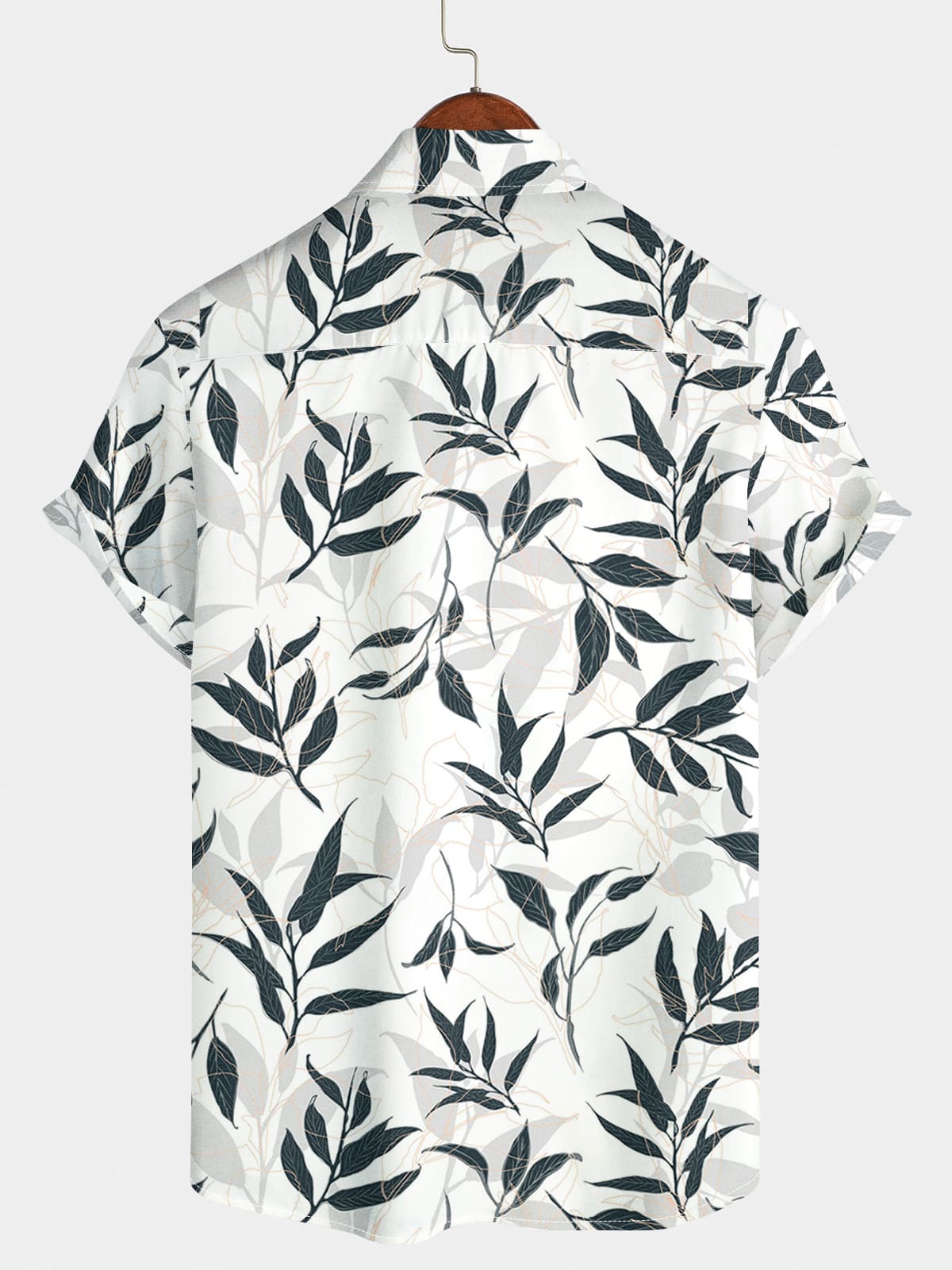 Chemise à manches courtes à imprimé feuilles pour hommes