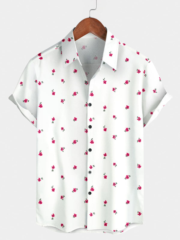 Chemise à manches courtes à petites fleurs pour hommes