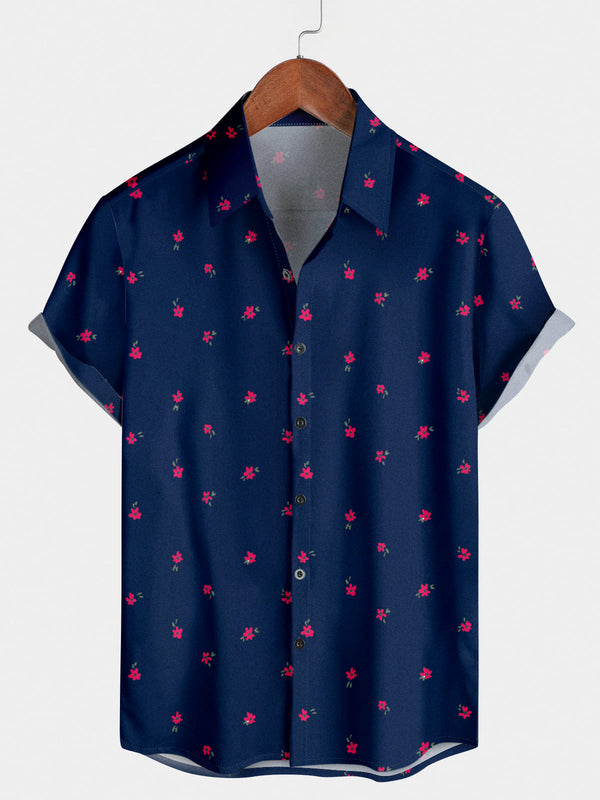 Chemise à manches courtes à petites fleurs pour hommes