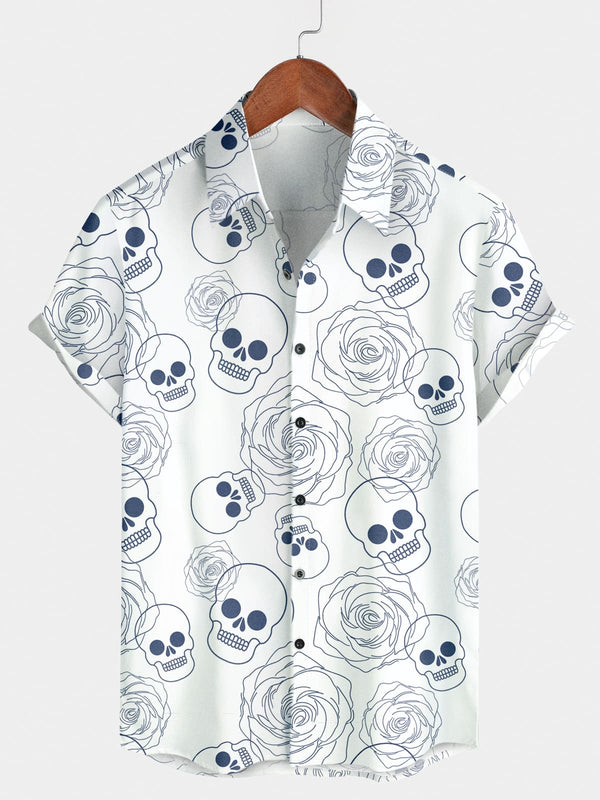 Camicia a maniche corte da uomo con teschio semplice