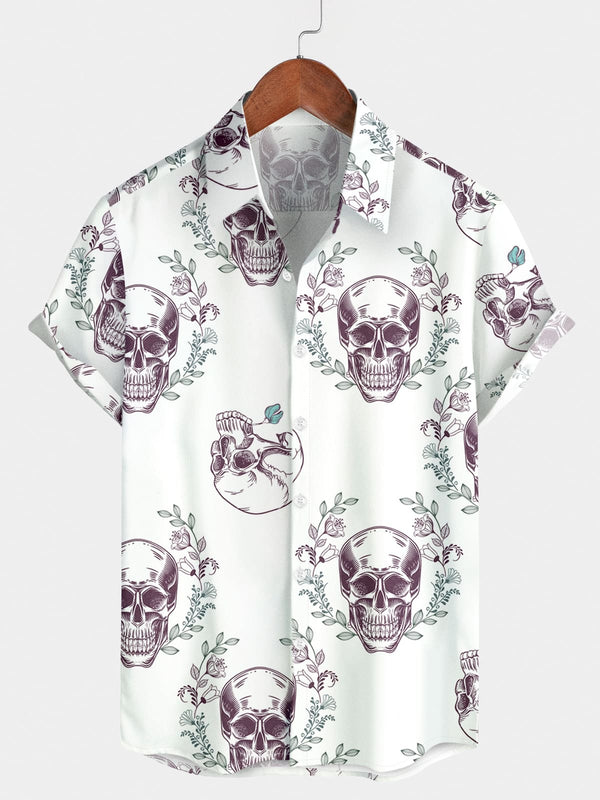 Chemise à manches courtes Skull Flower pour hommes