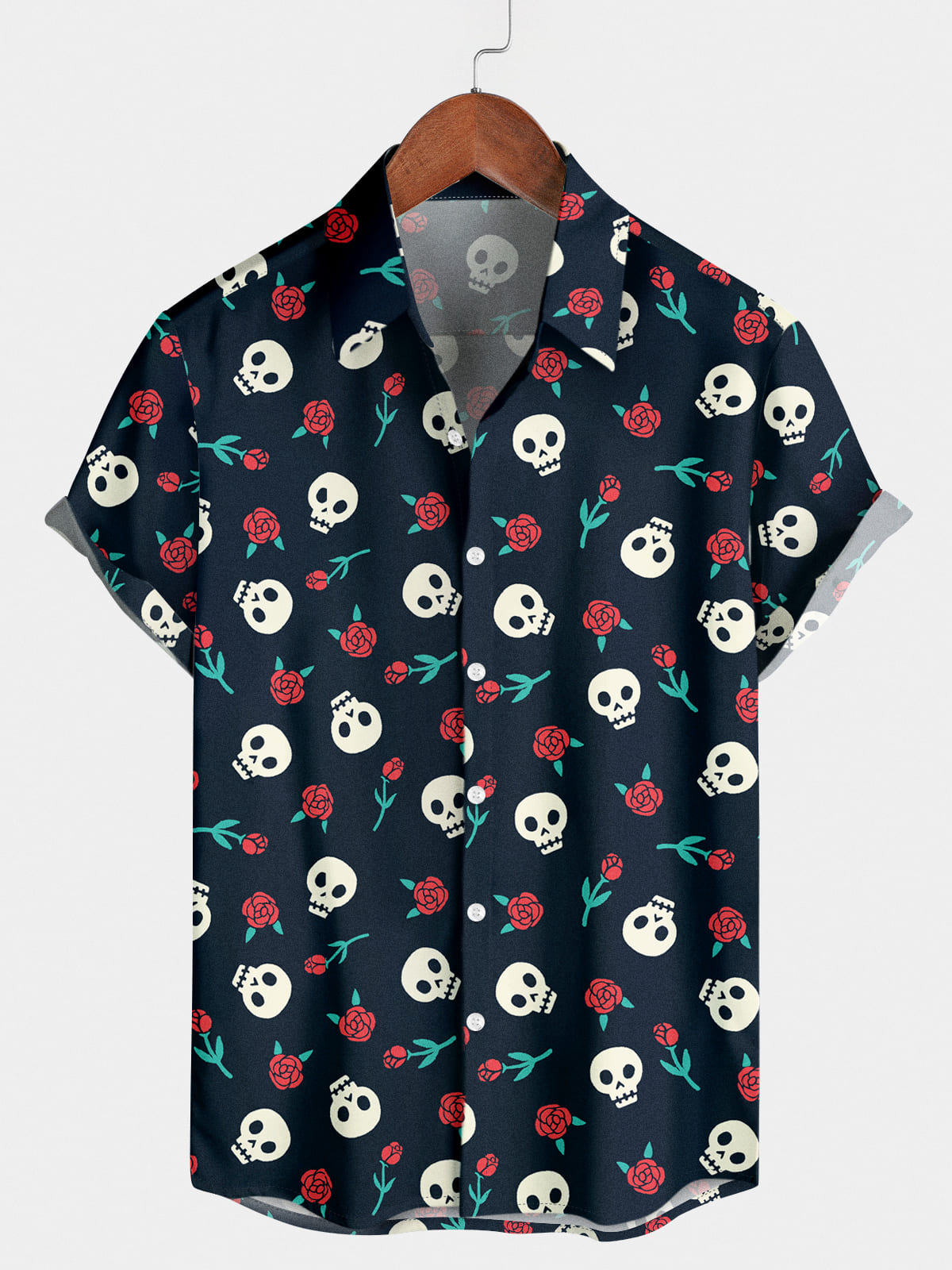 Men's Cartoon Skull Short Sleeve Shirt