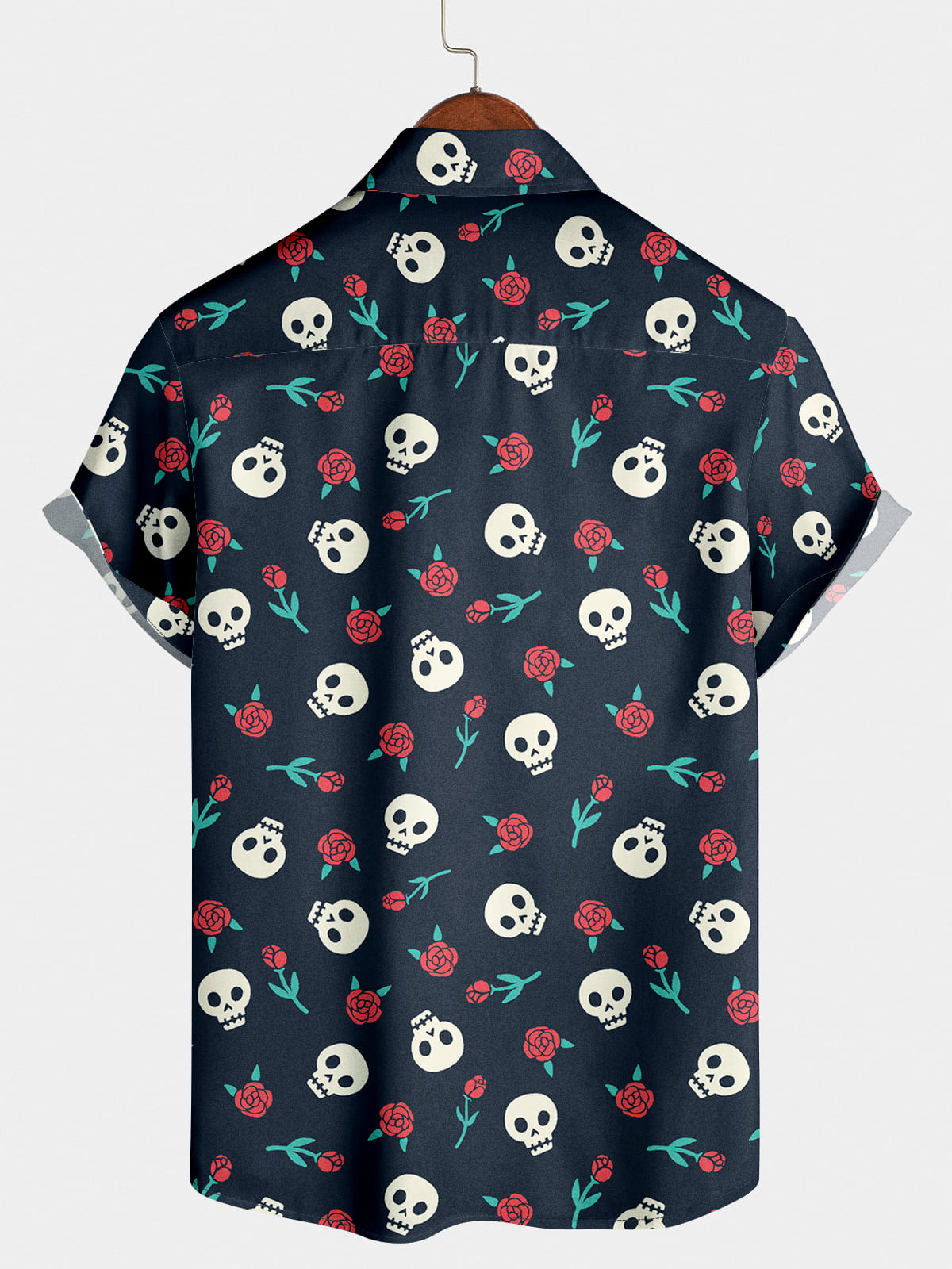 Camicia a maniche corte da uomo con teschio di cartone animato