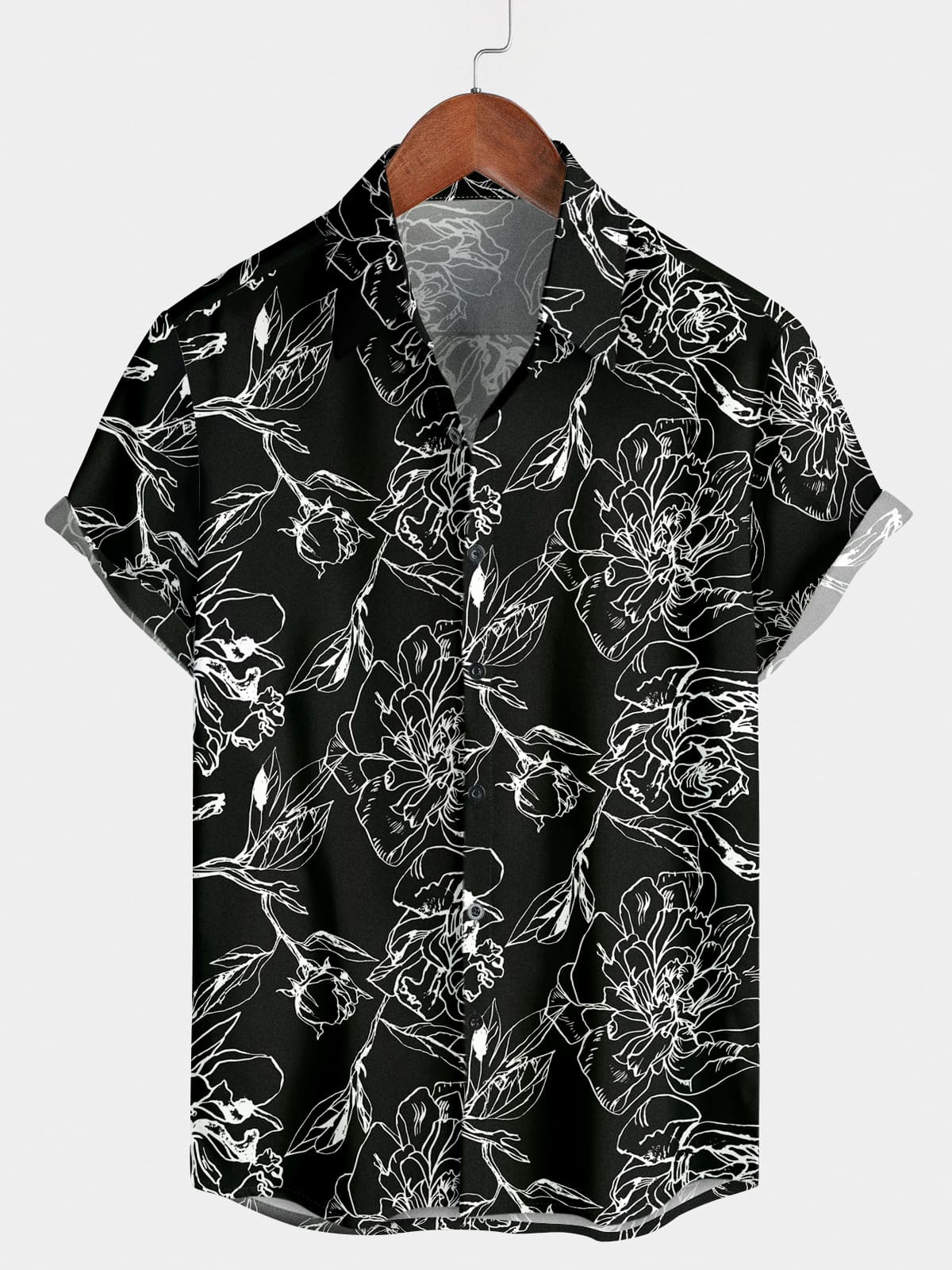 Chemise à manches courtes à imprimé floral pour hommes