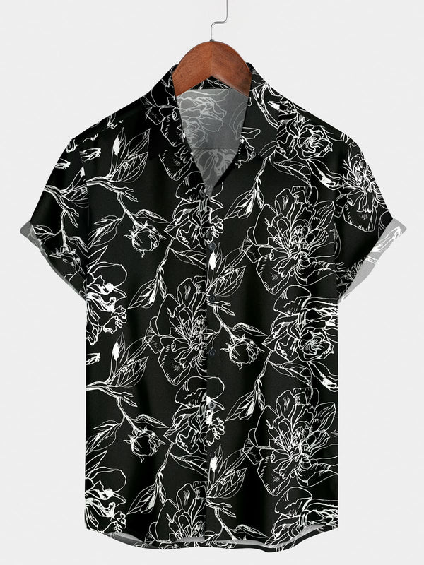 Men's Floral Print Short Sleeve Shirt