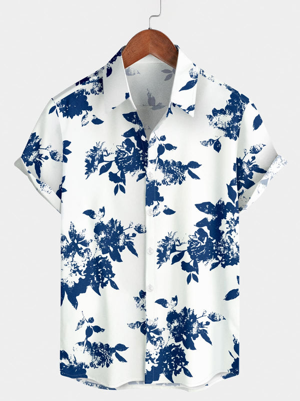 Men's Leaf Print Short Sleeve Shirt