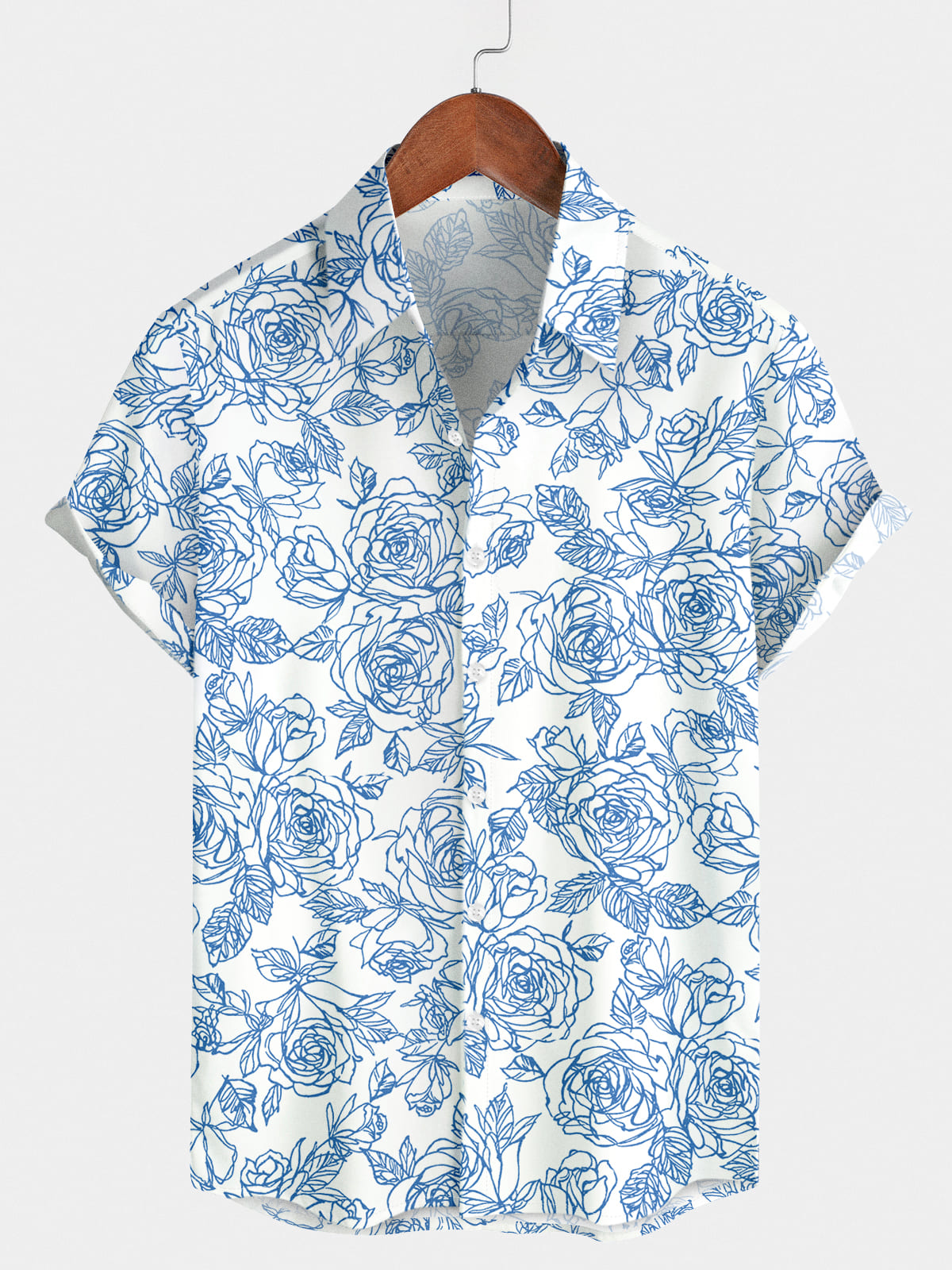 Chemise à manches courtes à imprimé floral pour hommes