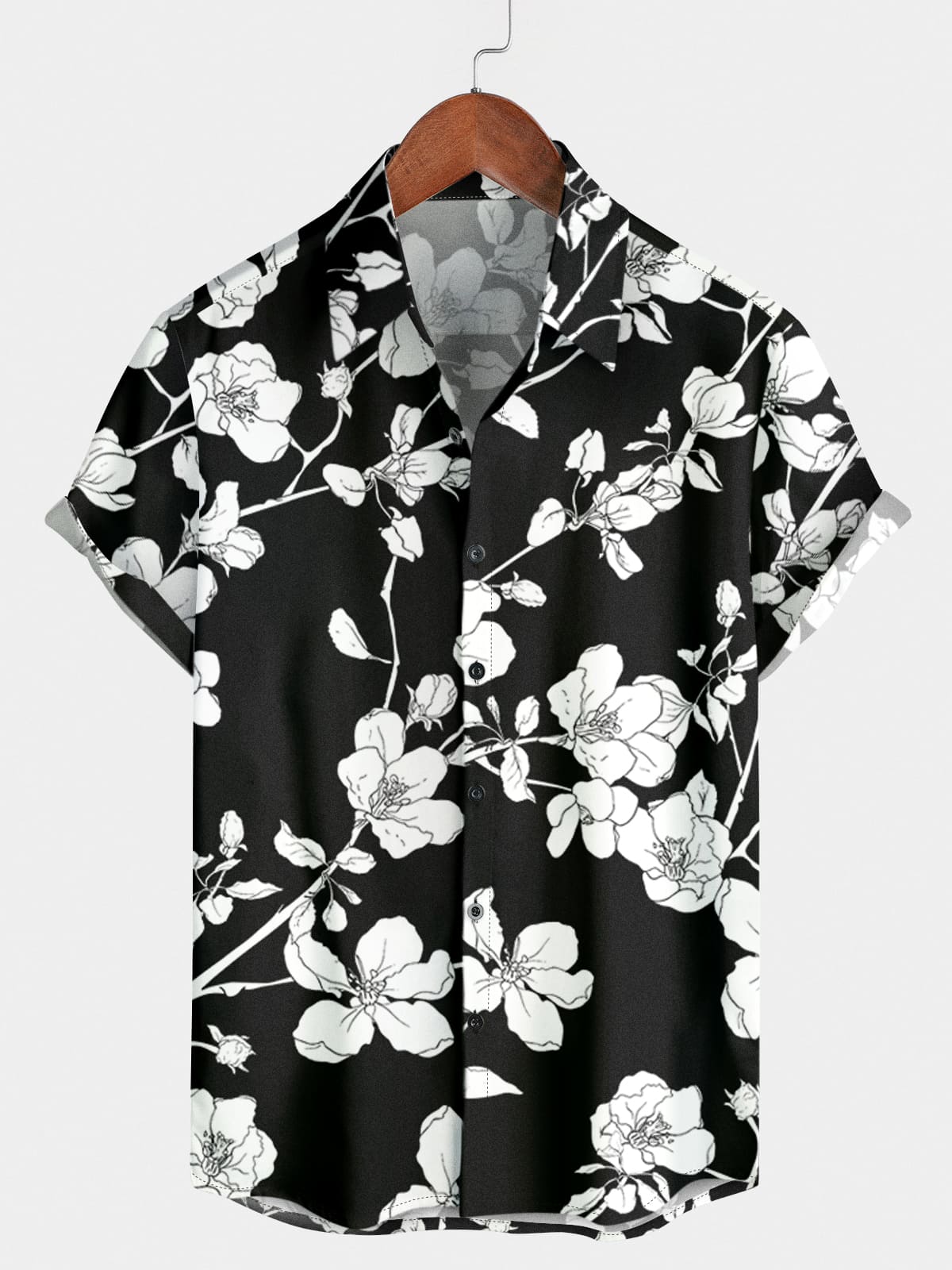 Chemise à manches courtes à imprimé fleuri pour hommes