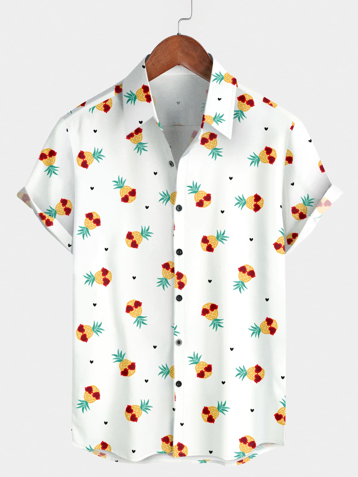 Chemise à manches courtes cœur ananas pour homme