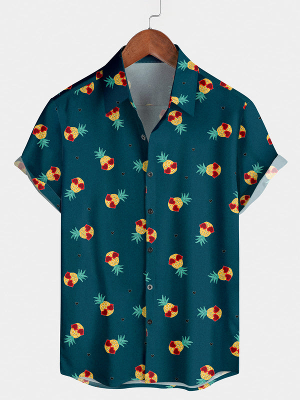 Chemise à manches courtes cœur ananas pour homme