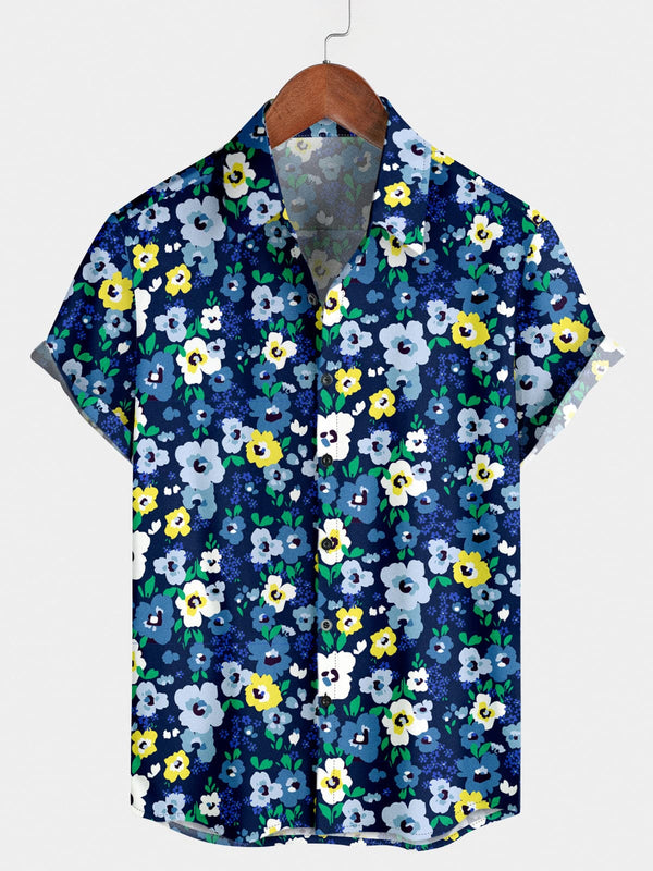 Chemise à manches courtes à imprimé floral pour hommes