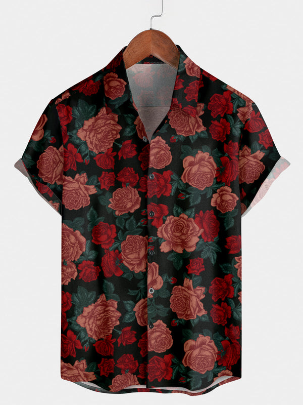 Men's Floral holiday Short Sleeve Shirt