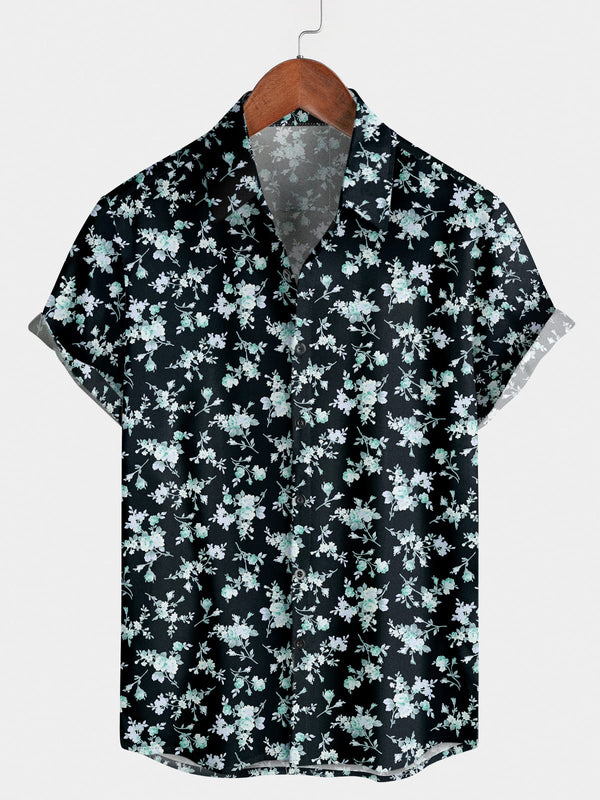 Chemise à manches courtes à imprimé floral pour hommes