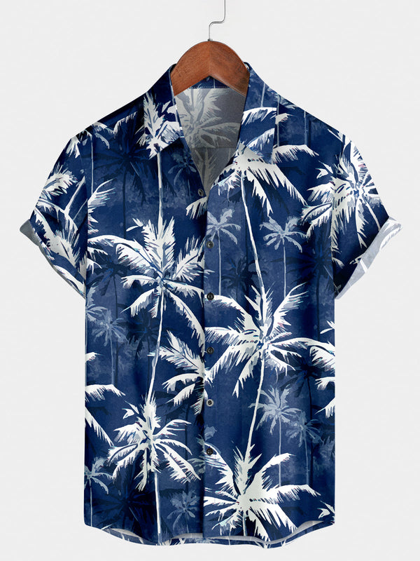 Camicia a maniche corte hawaiana casual da uomo