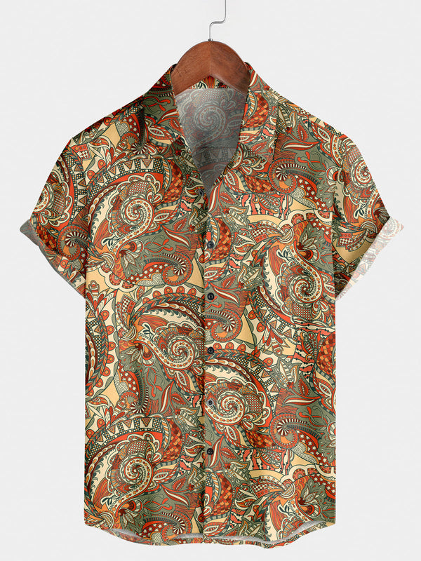 Camicia a maniche corte hawaiana Paisley da uomo