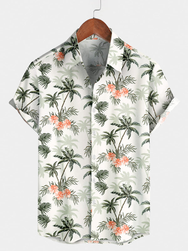 Chemise à manches courtes hawaïenne à fleurs pour hommes