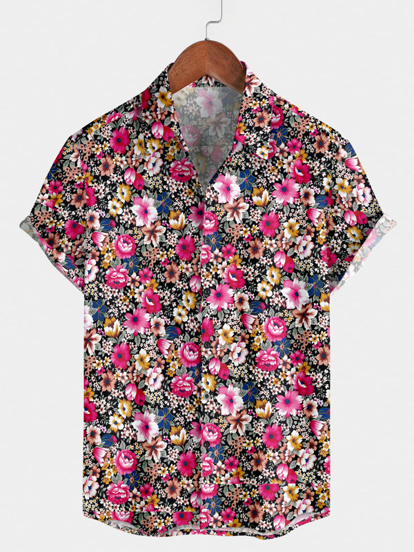 Chemise à manches courtes hawaïenne à fleurs pour hommes