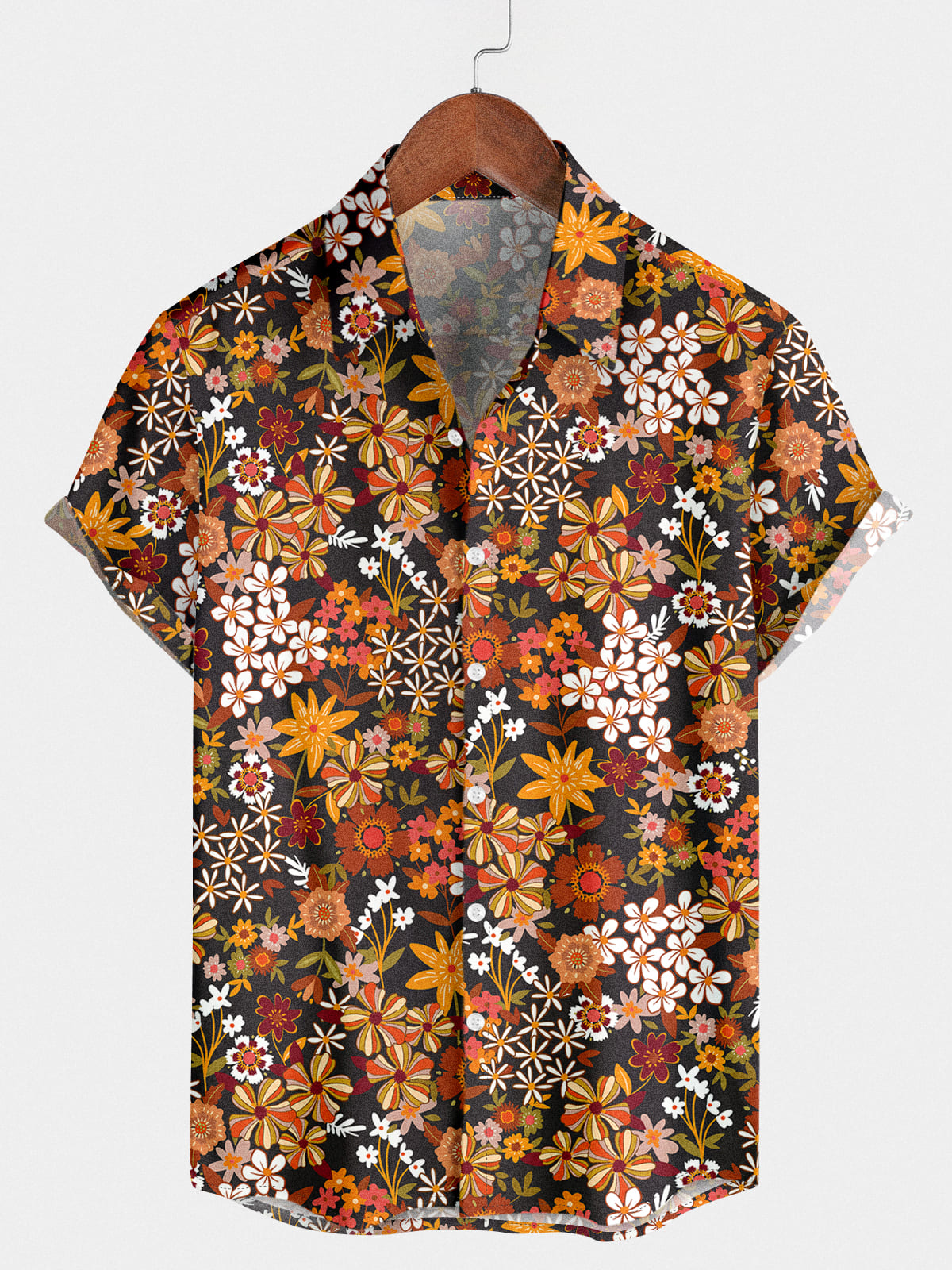 Chemise à manches courtes à imprimé floral pour hommes