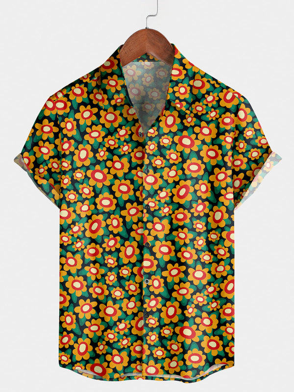 Camicia a maniche corte hawaiana floreale da uomo