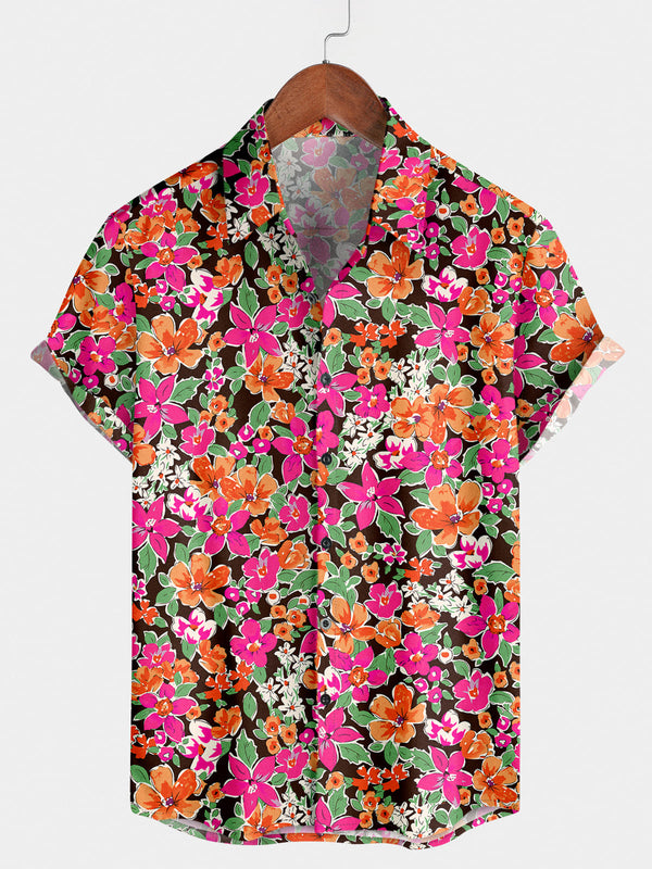 Chemise à manches courtes à fleurs pour hommes