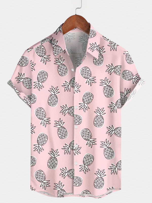 Camicia a maniche corte da uomo con stampa ananas