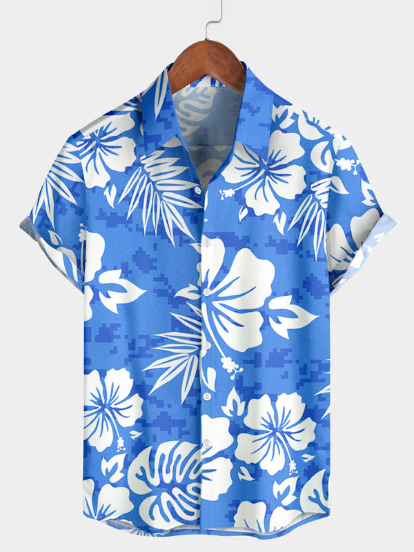 Chemise à manches courtes à imprimé floral pour hommes