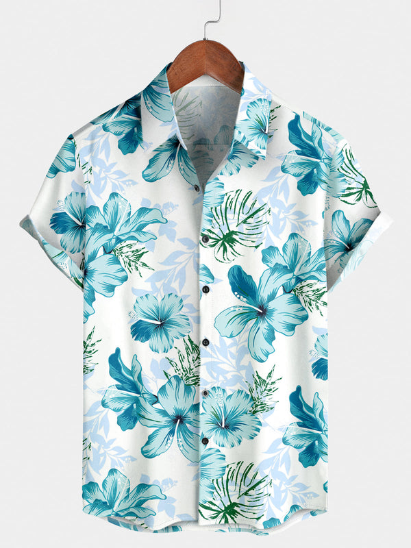 Men's Floral Print Short Sleeve Shirt