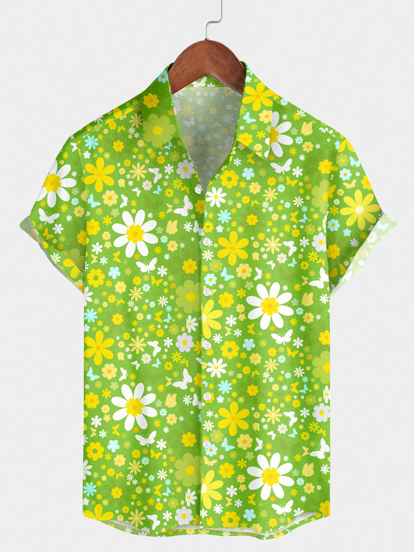 Men's Floral Print Short Sleeve Shirt