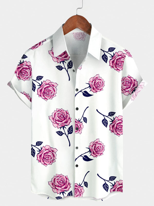 Chemise à manches courtes à fleurs pour hommes