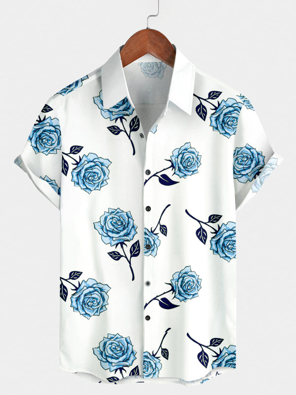 Chemise à manches courtes à fleurs pour hommes