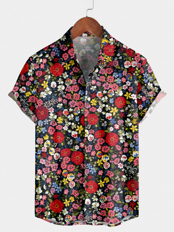 Chemise à manches courtes à fleurs pour hommes