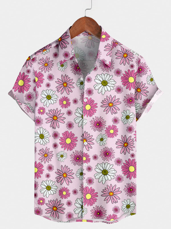 Chemise à manches courtes à imprimé floral pour hommes