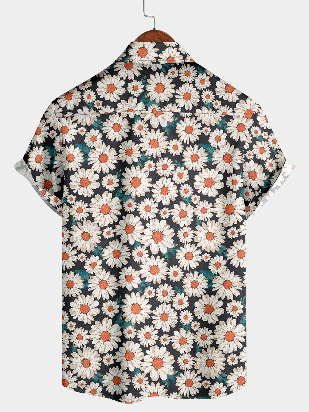 Chemise à manches courtes à imprimé marguerite pour hommes