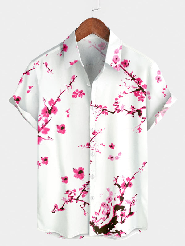 Men's Floral Print Short Sleeve Shirt