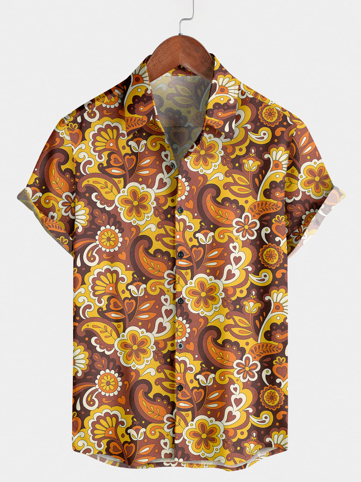 Chemise à manches courtes à fleurs de cajou pour hommes