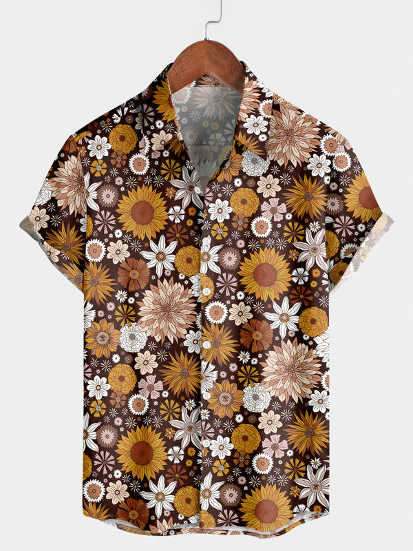 Men's Floral Daisy Short Sleeve Shirt