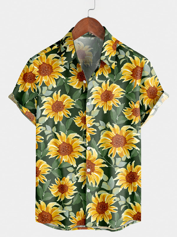 Chemise à manches courtes à fleurs pour hommes