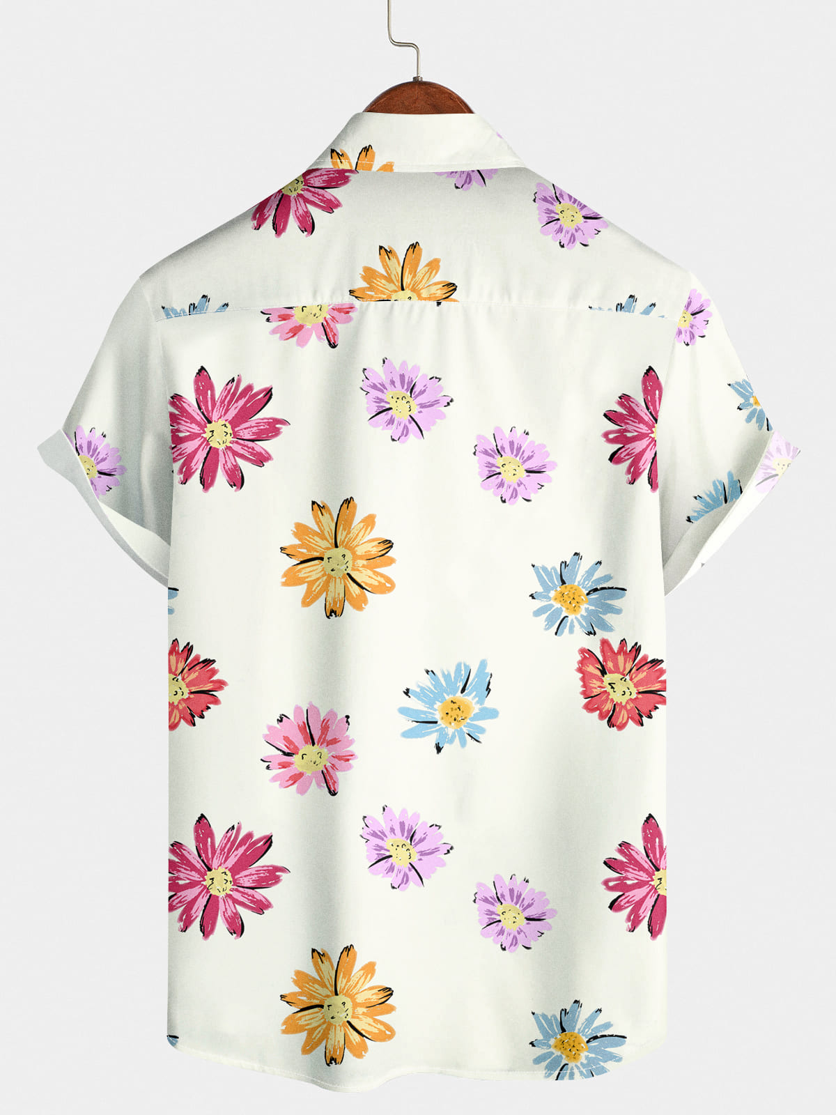 Chemise à manches courtes à imprimé marguerite pour hommes