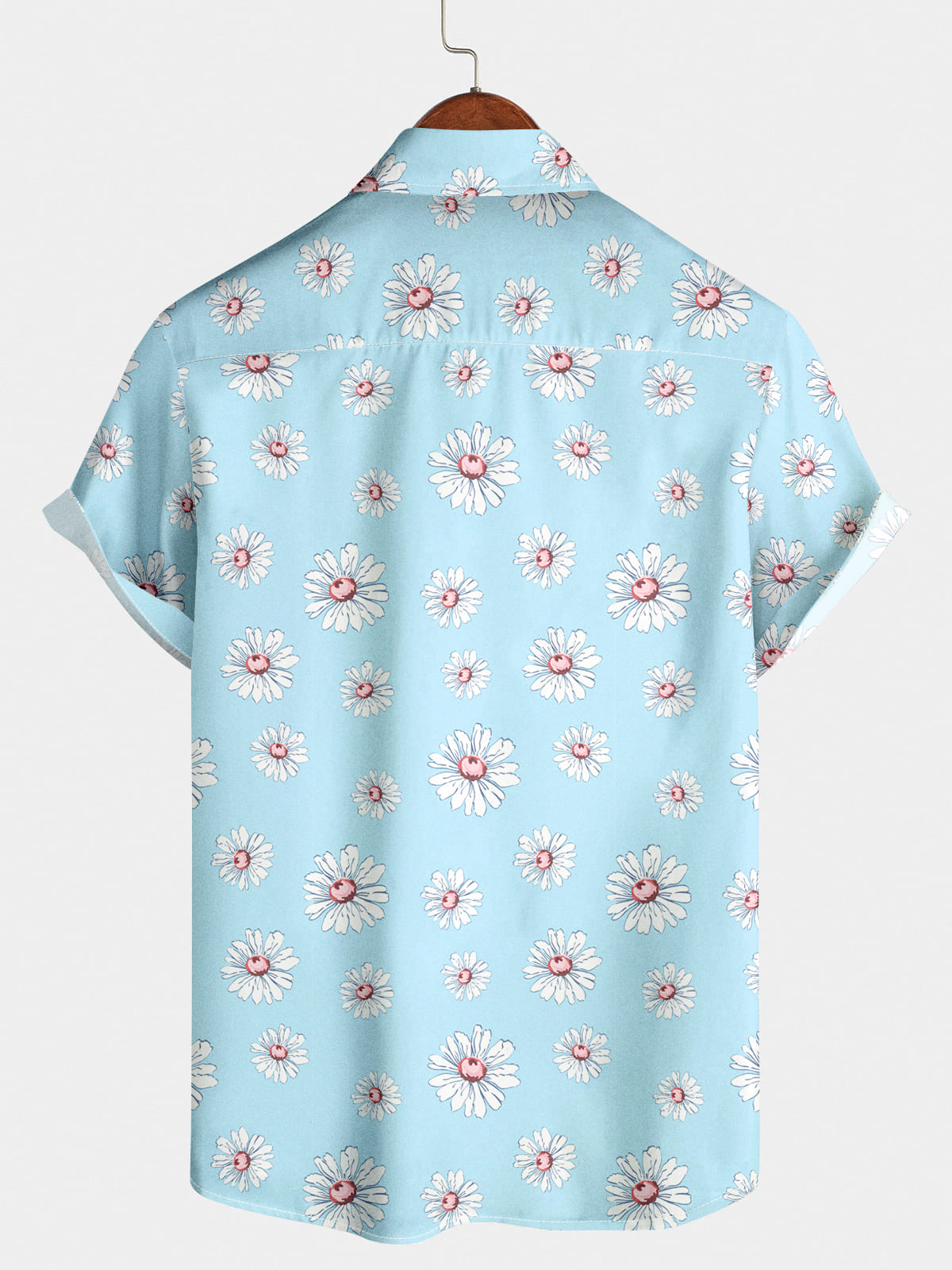 Chemise à manches courtes à imprimé marguerites pour hommes