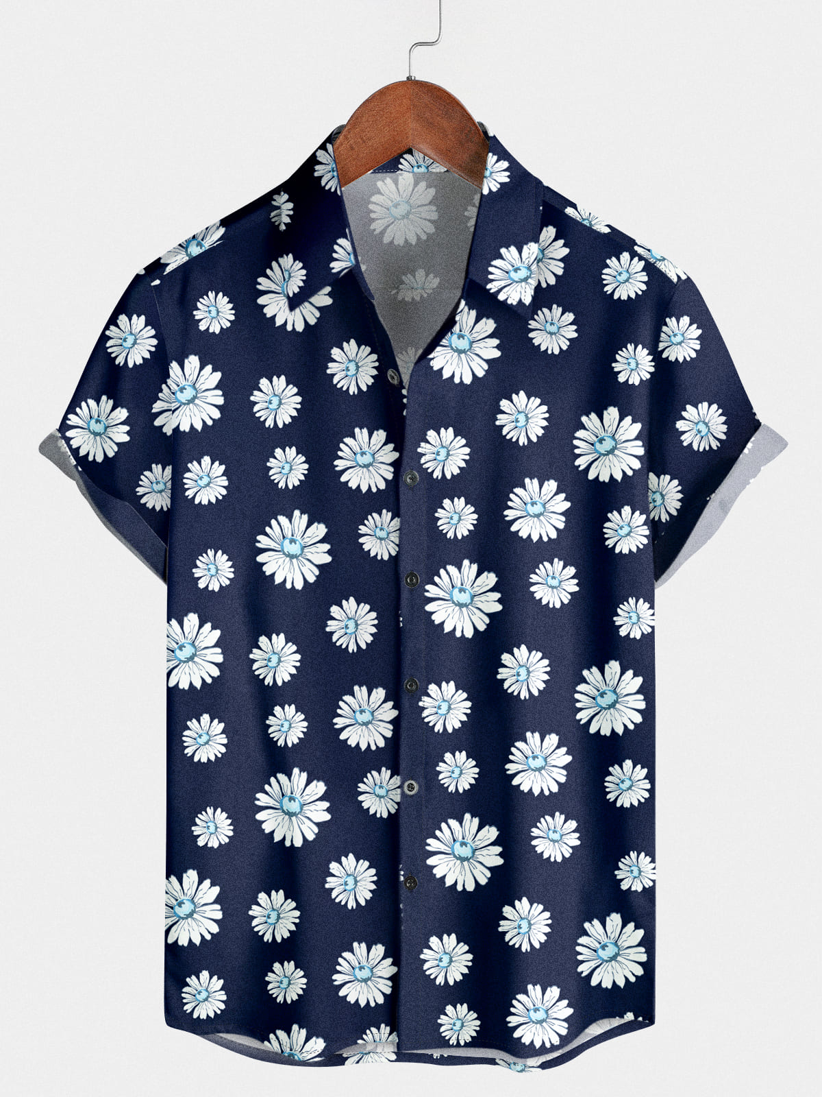 Chemise à manches courtes à imprimé marguerites pour hommes