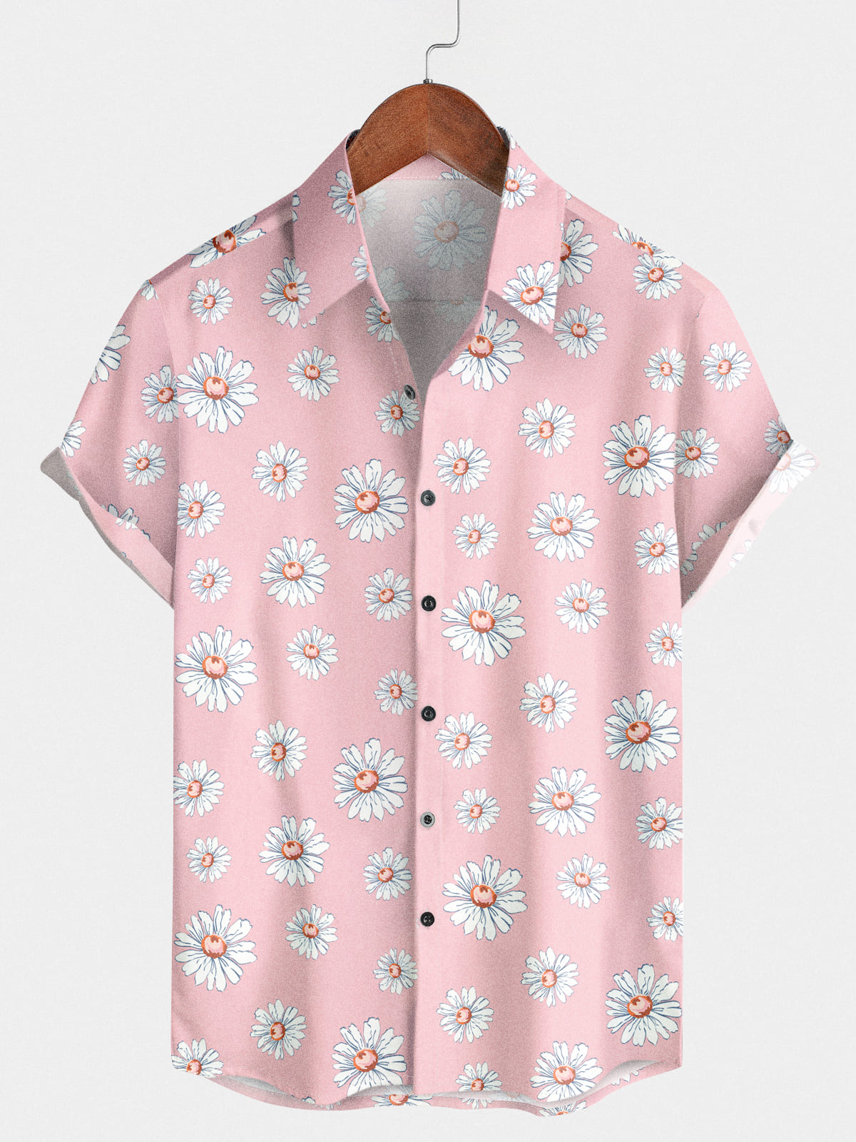 Chemise à manches courtes à imprimé marguerite pour hommes