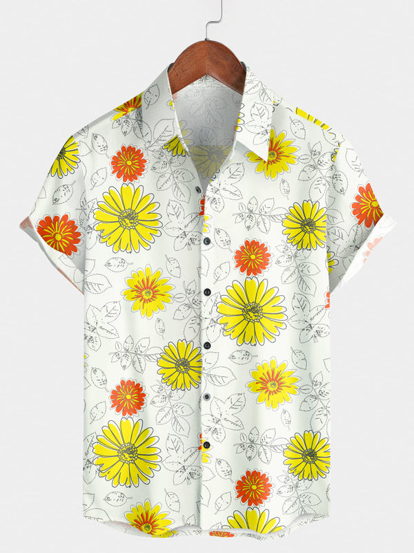 Men's Daisy Casual Short Sleeve Shirt