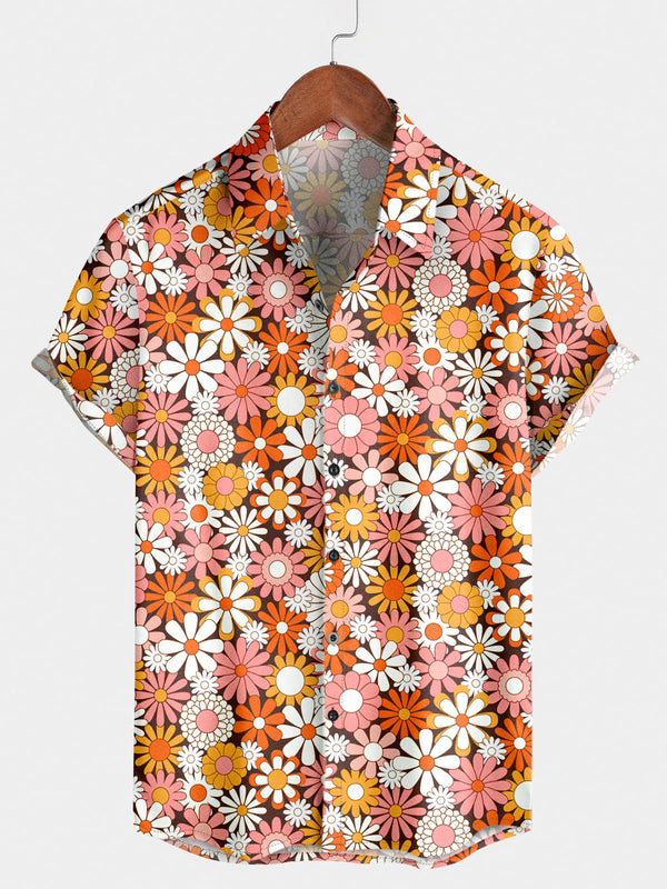 Men's Floral Print Short Sleeve Shirt