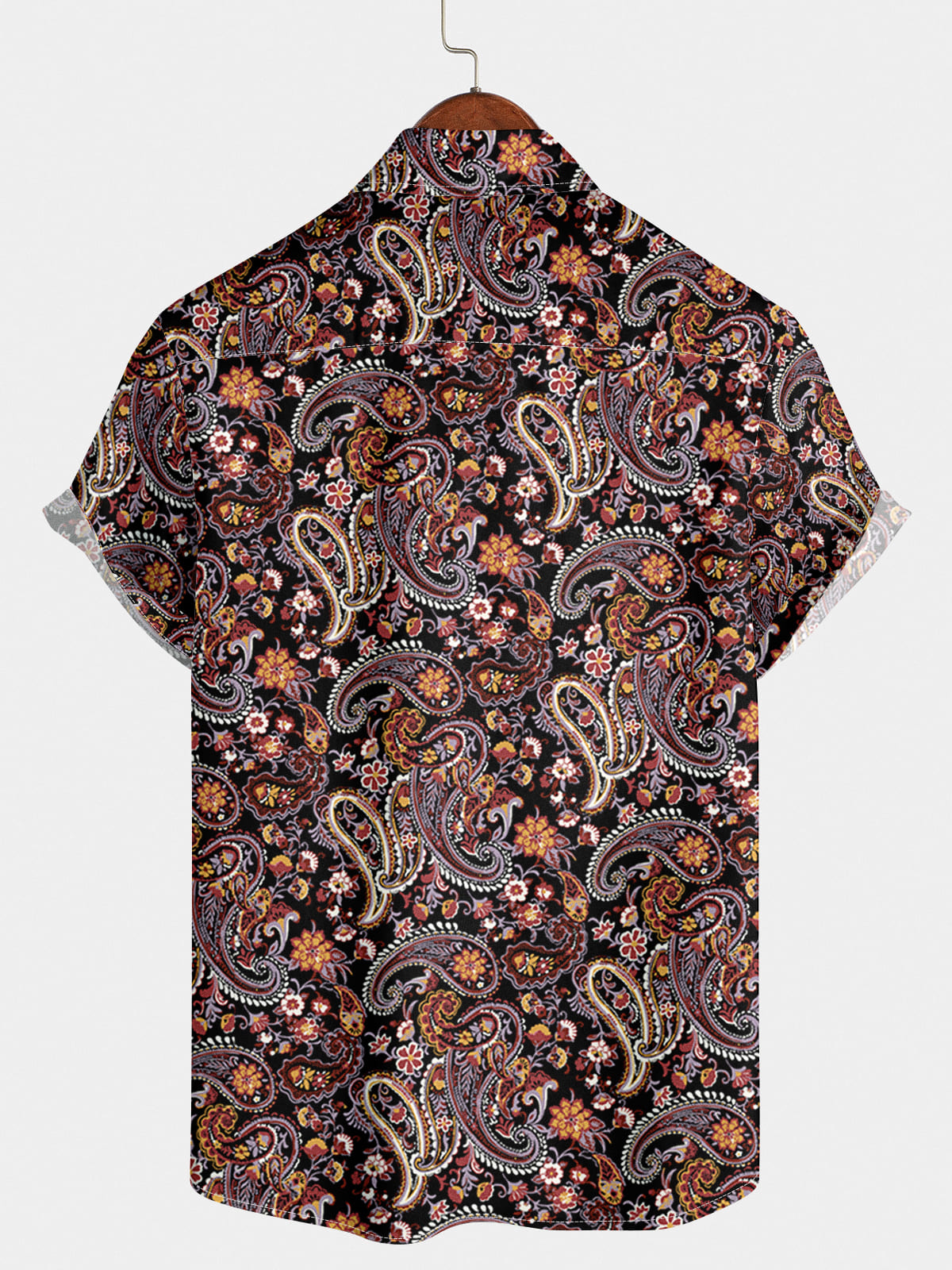 Camicia da uomo a maniche corte con stampa paisley